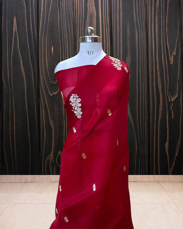 Pure Kora Handloom Silk - Kadhua Motifs Banarasi Saree