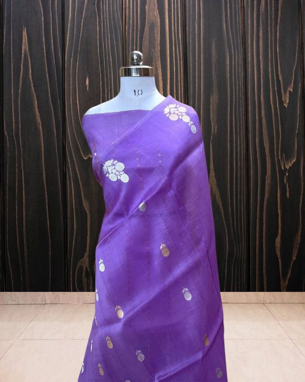 Pure Kora Handloom Silk - Kadhua Motifs Banarasi Saree