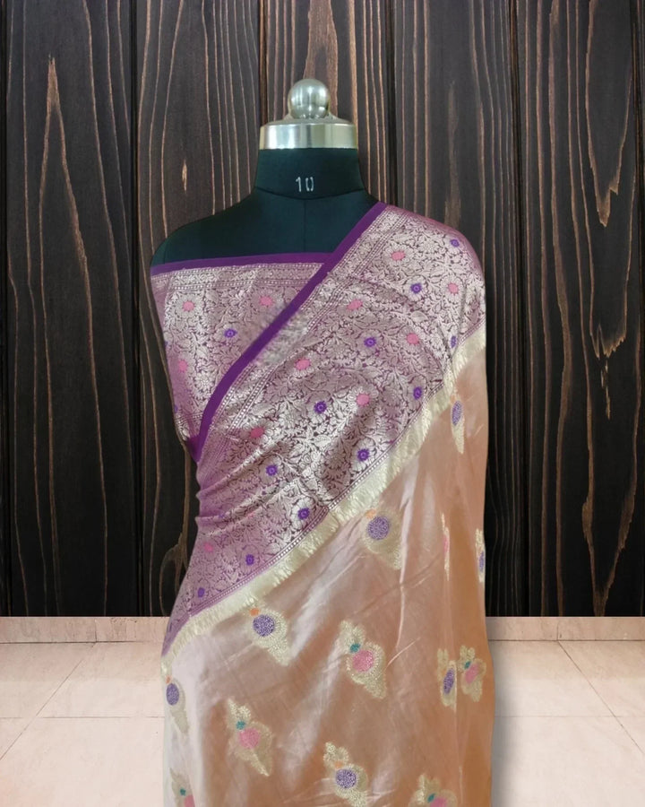 Pure Chiniya Silk Tilfi Meenakari - Banarasi Saree - The Handloom Silk