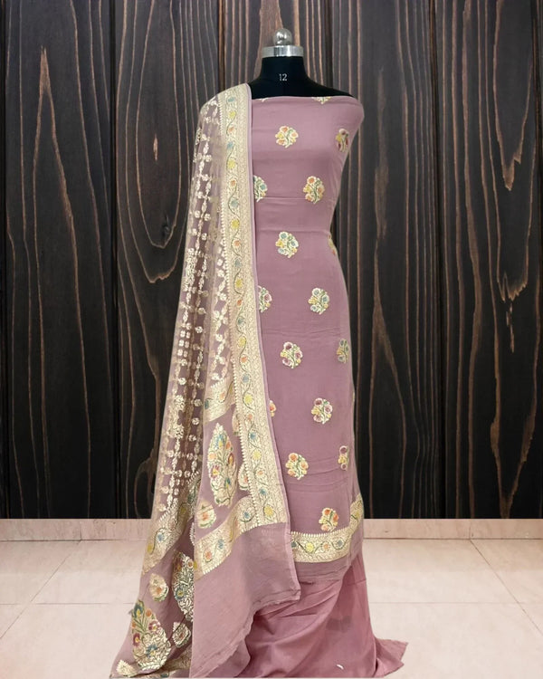 Pure Khaddi Georgette Handloom 3 pcs suit - The Handloom Silk