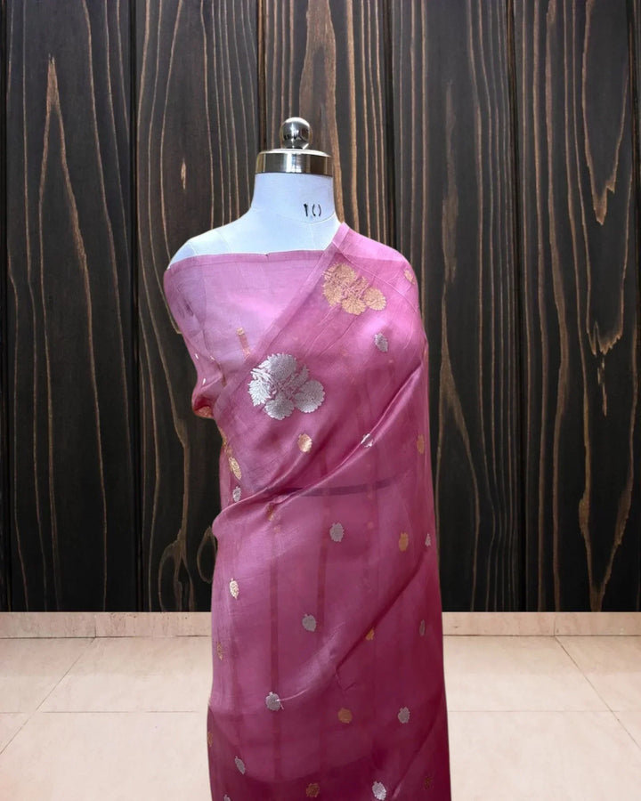 Pure Kora Handloom Silk - Kadhua Motifs Banarasi Saree - The Handloom Silk