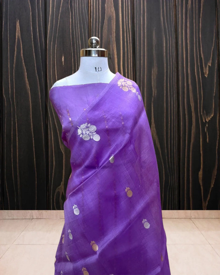 Pure Kora Handloom Silk - Kadhua Motifs Banarasi Saree - The Handloom Silk