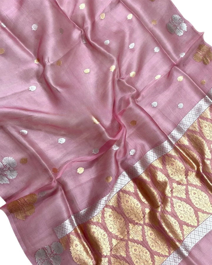 Pure Kora Handloom Silk - Kadhua Motifs Banarasi Saree - The Handloom Silk