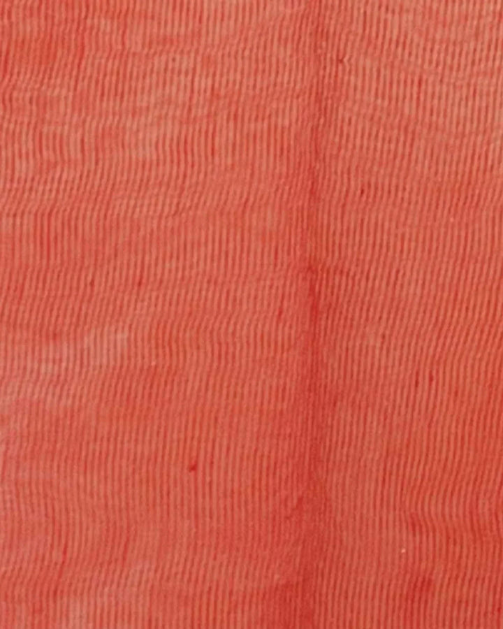 Red Pure Linen Banarasi Saree - The Handloom Silk