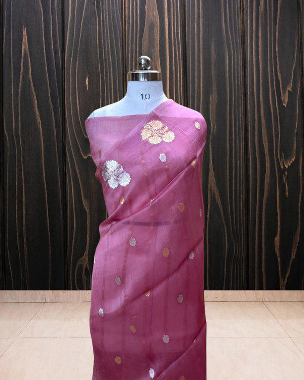 Pure Kora Handloom Silk - Kadhua Motifs Banarasi Saree