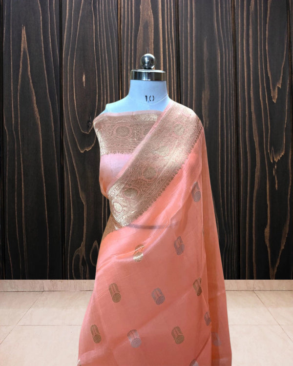 Pure Kora Handloom Silk - Kadhua Motifs Banarasi Saree