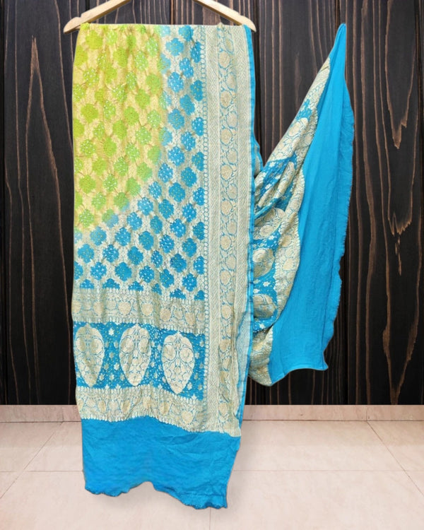 Dual Shade Pure Georgette Bhandej Banarasi Dupatta